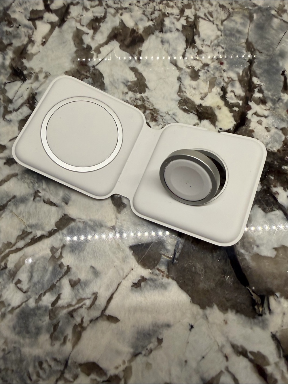 Apple White & Silver MagSafe Charger with Foldable Case